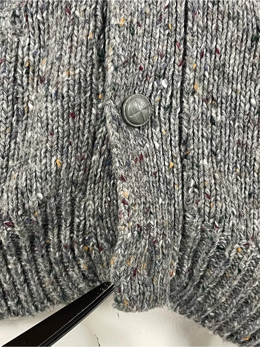 Vintage Cardigan Sweater Men’s Large Wool Donegal Flecked Golf Grandpa 90s B22